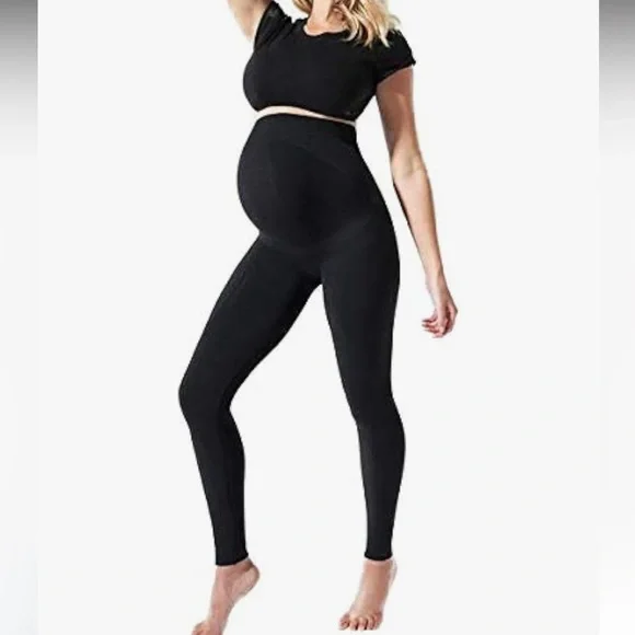 BLANQI Maternity Leggings Over The Belly Pregnancy Tights Moderate Support - Picture 1 of 7